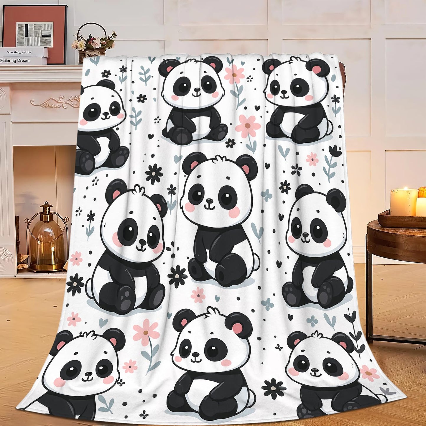 Panda Blanket Cute Pandas Throw Blanket Soft Warm Cozy Fleece Fuzzy Plush Flannel Blankets Gifts for Girls Women Boys Kids Adults 40"X50"