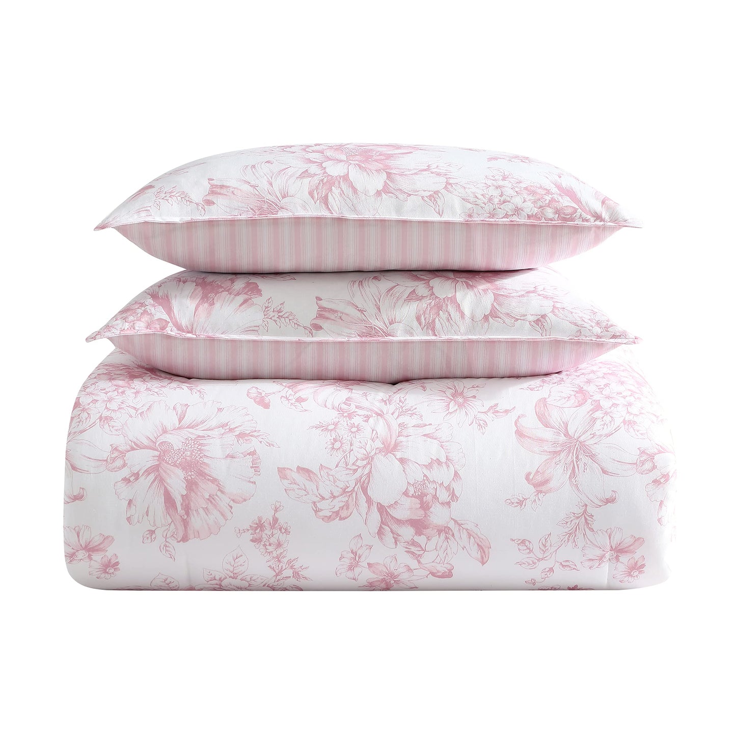 Laura Ashley – Queen Comforter Set, Soft Bedding with Matching Shams, Reversible Floral Room Decor, College Dorm Room Essentials (Delphine Pink)