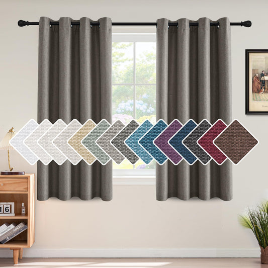 H.VERSAILTEX Linen Blackout Curtain 63 Inches Long for Bedroom/Living Room Thermal Insulated Grommet Linen Curtain Drapes Primitive Textured Burlap Effect Window Drapes 1 Panel - Heather Taupe Gray