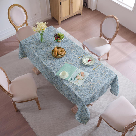 Rectangle Tablecloth 60" x 84" 100% Waterproof Fabric — Wipe-Clean, Tear-Proof Decorative Table Cover for Indoor & Outdoor Dining Elegant Patterns for Kitchens, Dining Rooms, Paisley