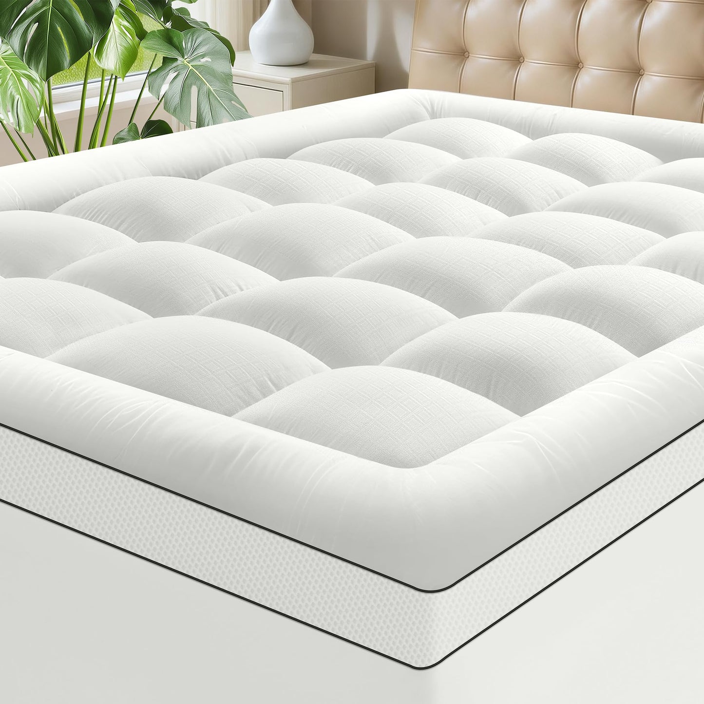 SurChic Twin XL Mattress Topper for Back Pain, Soft Extra Thick Pillow Top Mattress Pad Cover with 1000GSM Down Alternative Filler, Cooling Breathable Plush Bed Topper Protector (8-21" Deep Pocket)