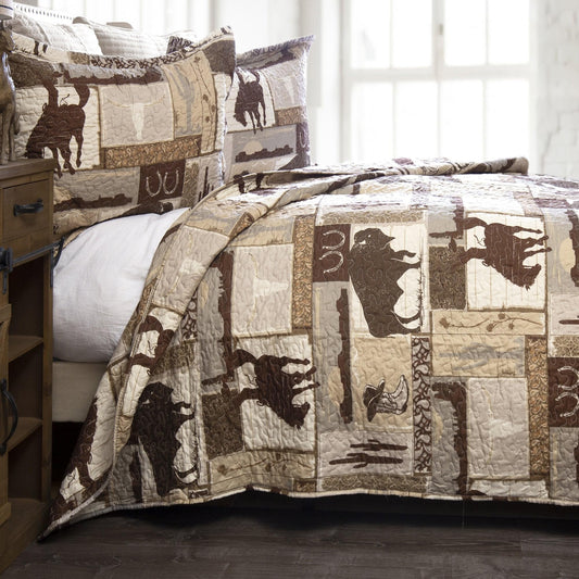 Wrangler Vintage Cowboy Western 3-Piece Quilt Set, King