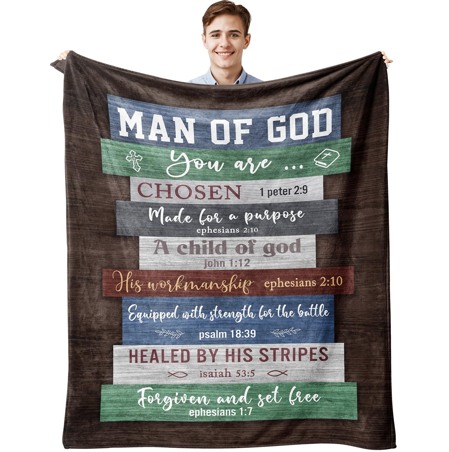 Muxuten Christian Gifts for Men, Christian Gift Blanket 60"x50", Religious Gifts for Men, Bible Gifts, Catholic Gifts, Spiritual Inspirational Baptism Gifts, Encouragement Birthday Gift for Man of God