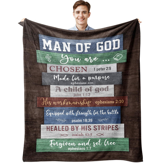 Muxuten Christian Gifts for Men, Christian Gift Blanket 60"x50", Religious Gifts for Men, Bible Gifts, Catholic Gifts, Spiritual Inspirational Baptism Gifts, Encouragement Birthday Gift for Man of God