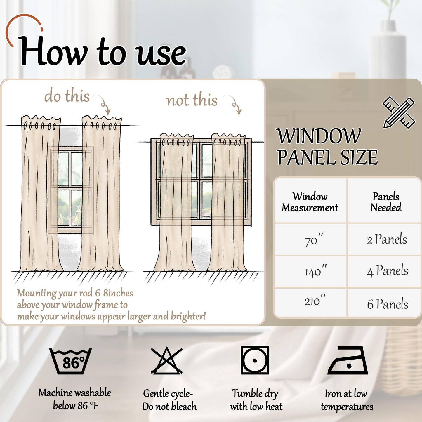Lajode Blackout Curtains for Bedroom - Linen Black Out Curtains 84 Inch Long Thermal Insulated Burlap Grommet Window Drapes for Farmhouse Living Room Darkening, 2 Panels, Each 52" Wide, Natural Cream