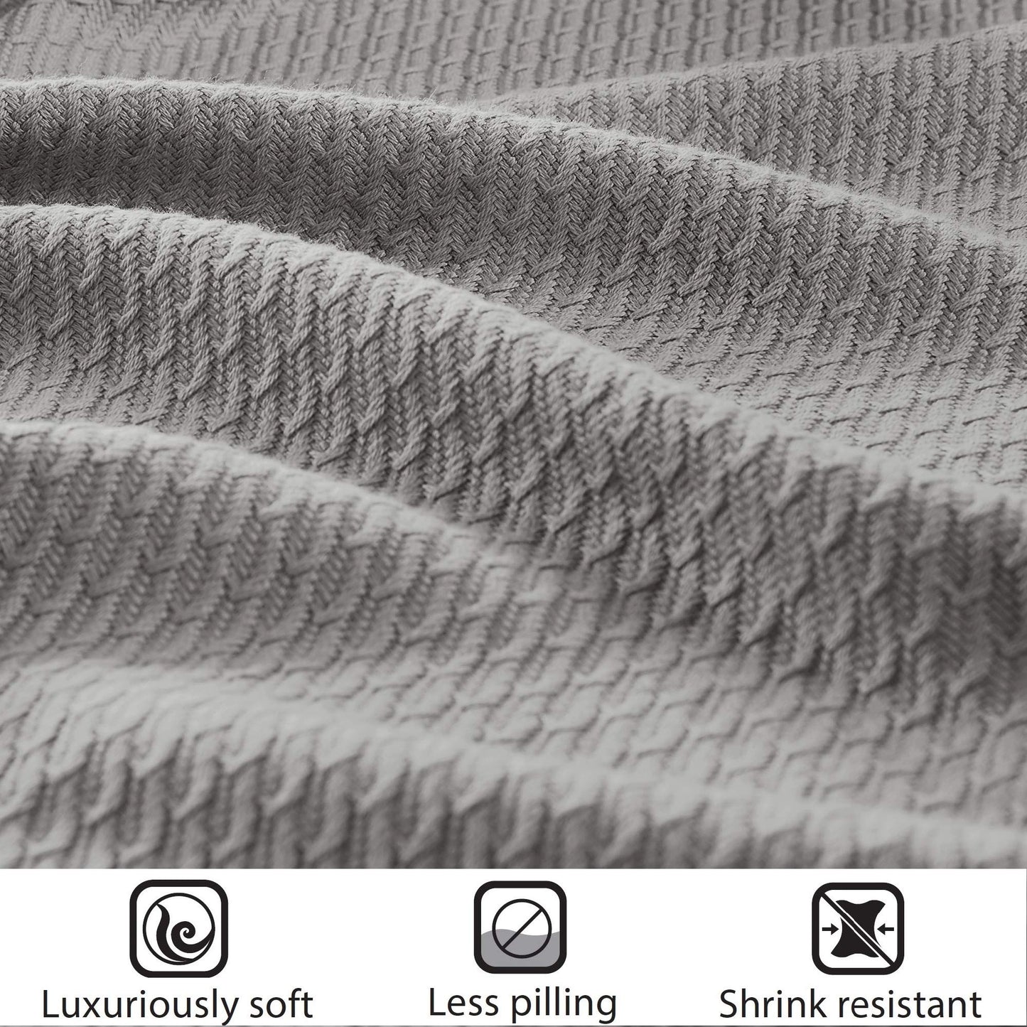 Madison Park 100% Egyptian Cotton Lightweight Summer Blanket, Breathable Waffle Knit Design, Soft Cozy All-Season Throw for Bed, Couch or Sofa, Grey King Size (108"x90")