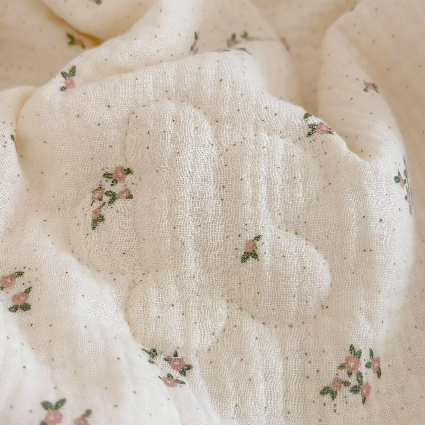 BuLuTu Pink Flower Toddler Blanket Double Layers Cotton Muslin Quilted Blanket Toddler Girls Boys Comforter (No Pillow) Kids Room Decor, Primrose Pattern, 47"x59"