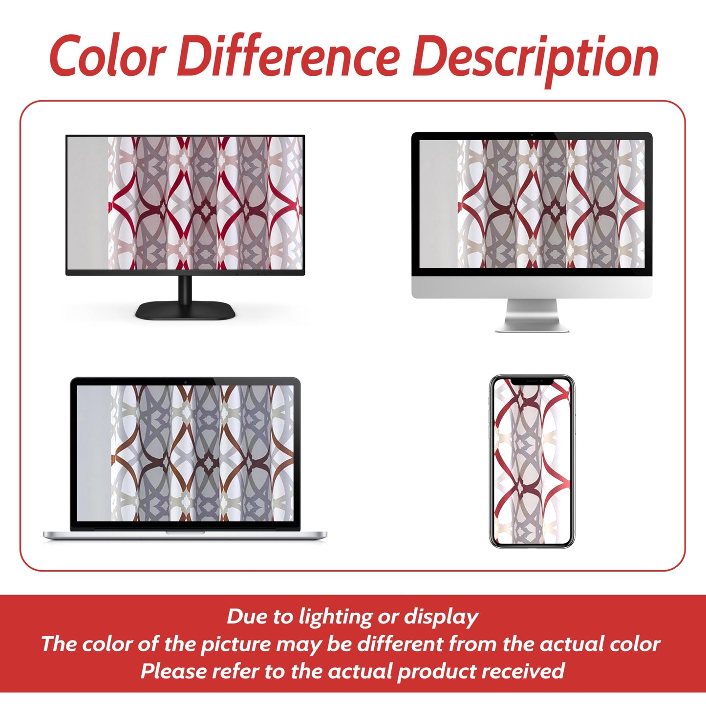 DriftAway Alexander Blackout Valances for Windows Thermal Insulated Kitchen Topper Geometric Moroccan Mid Century Pattern Match Thick Bathroom Curtain Valance Rod Pocket 52 Inch by 24 Inch Red/Gray