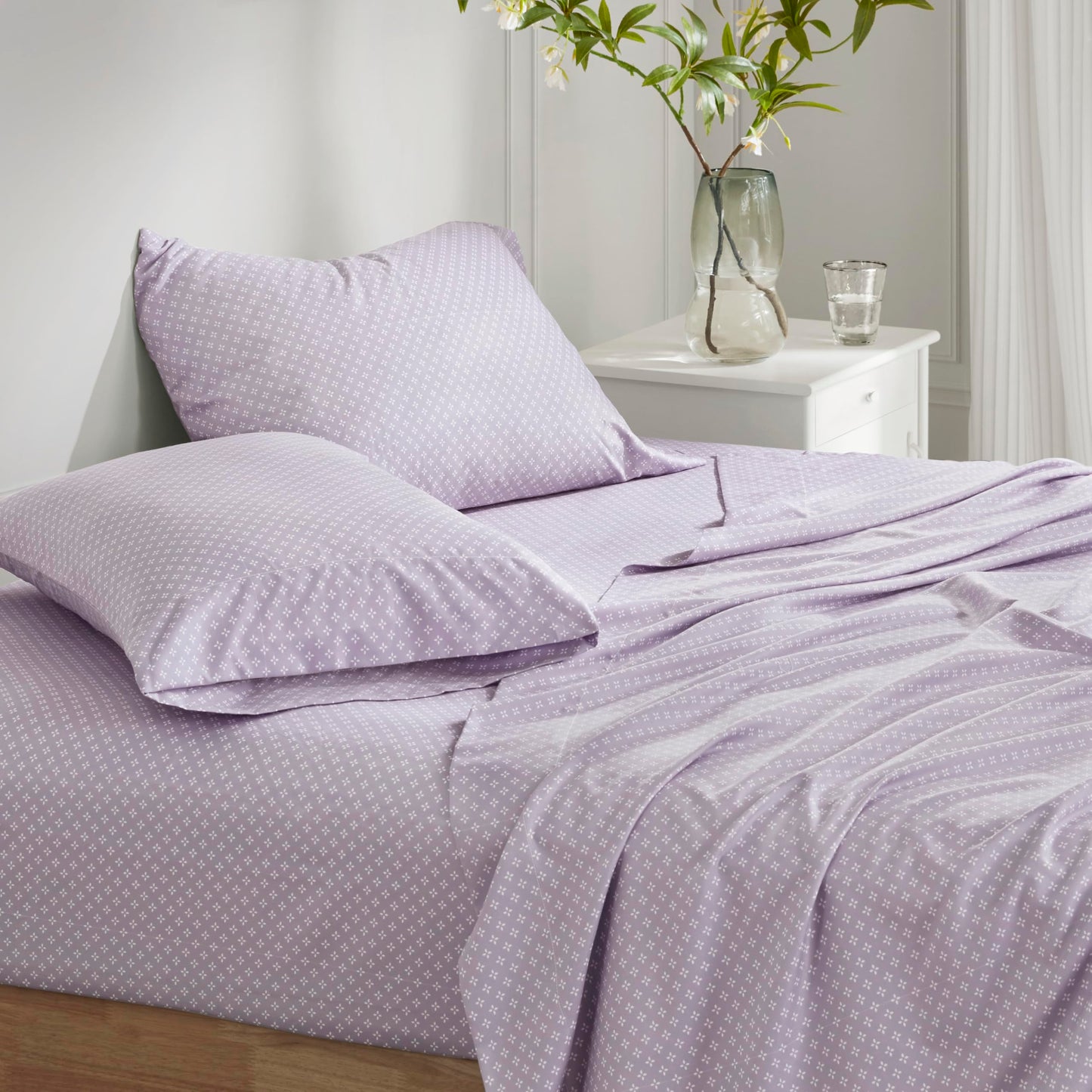 Madison Park Essentials Twin Comforter Set with Sheets, Floral Bed in A Bag Microfiber Comforter for Twin-Size Bed, Shabby Chic Bedding Set Diamond Printed Sheet, Luna, Taupe 5 Piece