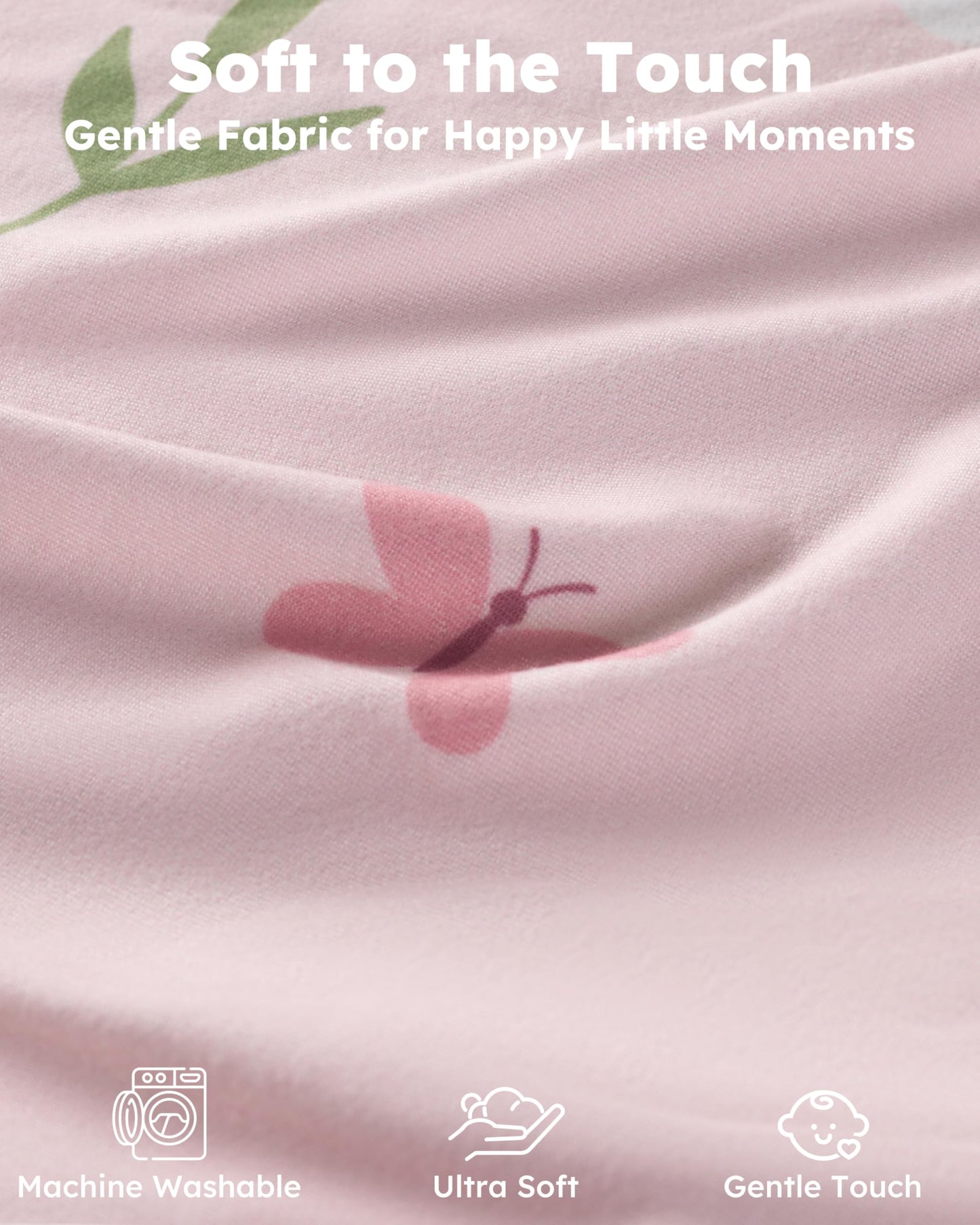 Nyessmee Baby Crib Sheets Girl, Fitted Crib Sheets 52" x 28", Soft Breathable Microfiber Sheets for Standard Crib and Toddler Mattress, 2-Pack Pink Tulips
