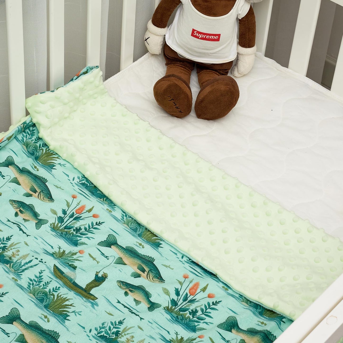 Baby Blanket for Boys Girls Super Soft Double Layer Minky with Dotted Backing Cute Cow Crib Receiving Blanket Bed Throws for Newborns Nursery Stroller Toddler 30 x 40 Inch (Fish)