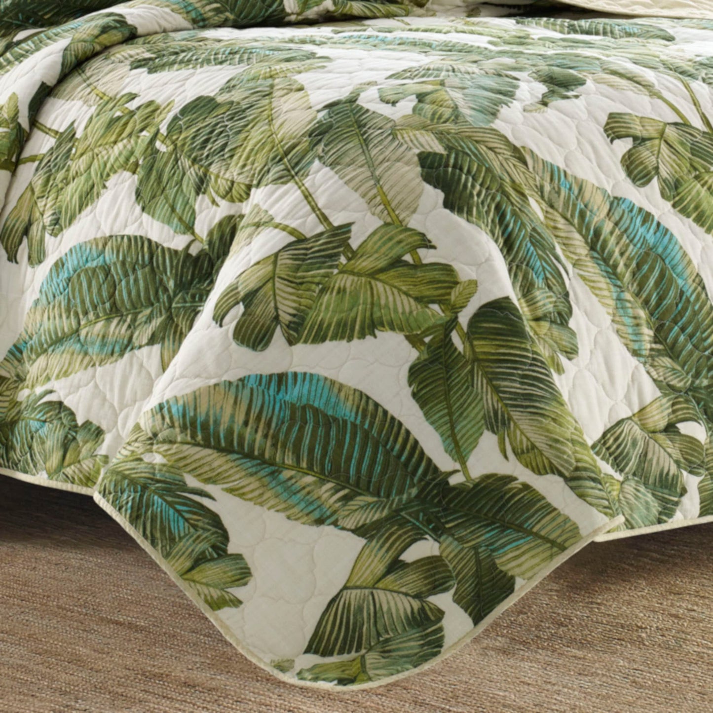 Tommy Bahama - Queen Quilt Set, Reversible Cotton Bedding with Matching Shams, Soft All Season Bedspread, Coastal Bedding Set (Fiesta Palms Green, Queen)