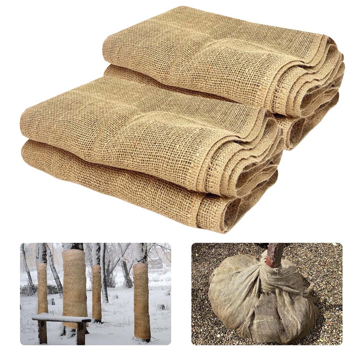 YEXEXINM 2 Pack Burlap Plant Covers Freeze Protection,15ftx40in Burlap Fabric Bags,Natural Burlap Plant Blankets,Plant Covers Freeze Protection for Winter Outdoor Bushes Trees Potted Plants