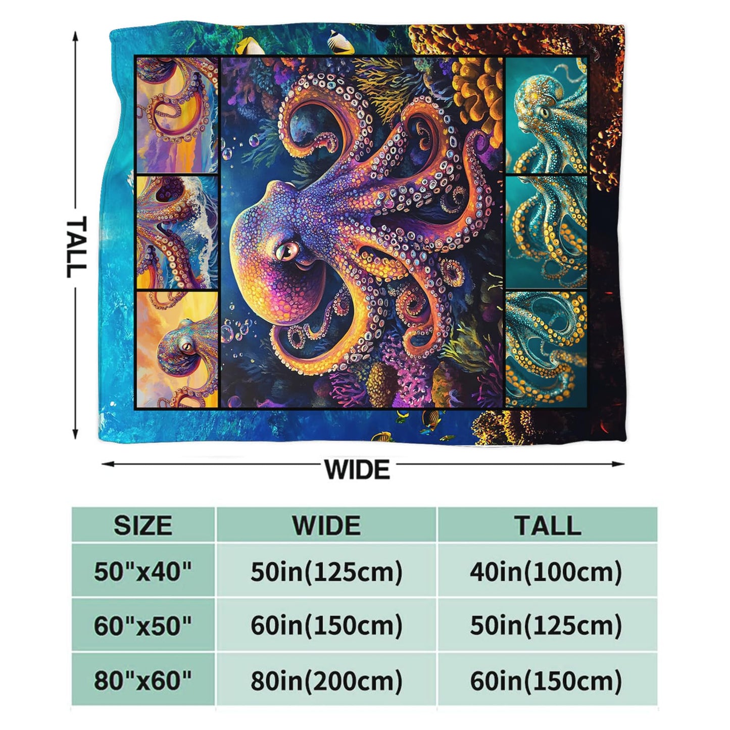 Octopus Throw Blanket Ultra Soft Flannel Blanket Gifts for Women Girls Men Boys Lightweight Cozy Blankets Gift for Women and Men Couch Sofa Bed 50" x 40"