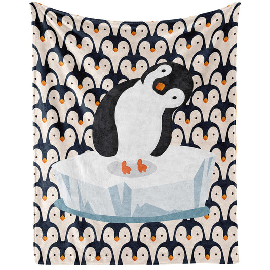 Penguin Blanket Gifts - 60"x80" Cute Throw Blanket for Adults, Kids - White Soft Plush Blankets for Bed, Couch & Living Room