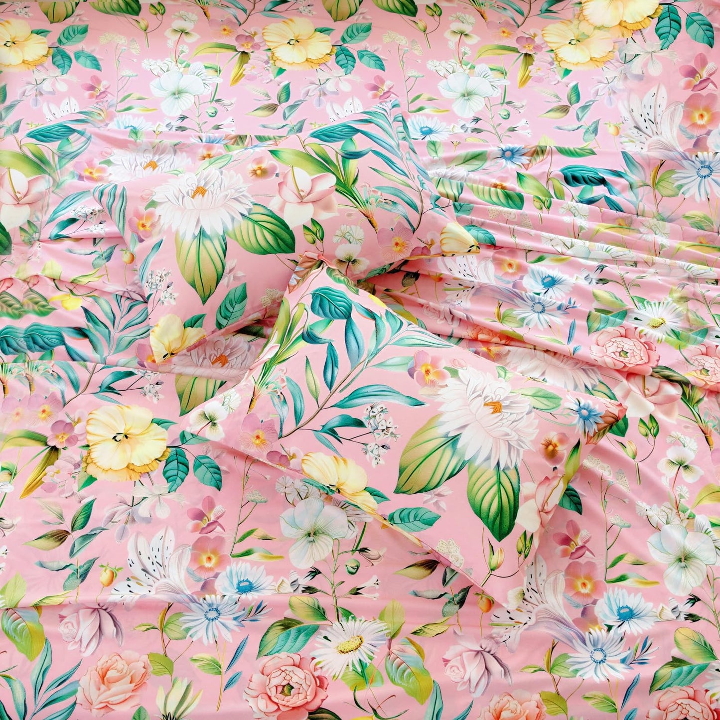 MICORAL Boho Floral Queen Sheet Set, 4-Piece Printed Botanical Bed Sheets, 16" Deep Pocket, Ultra Soft & Cooling Sheet, Oeko-TEX Certified, Blossoming Pink