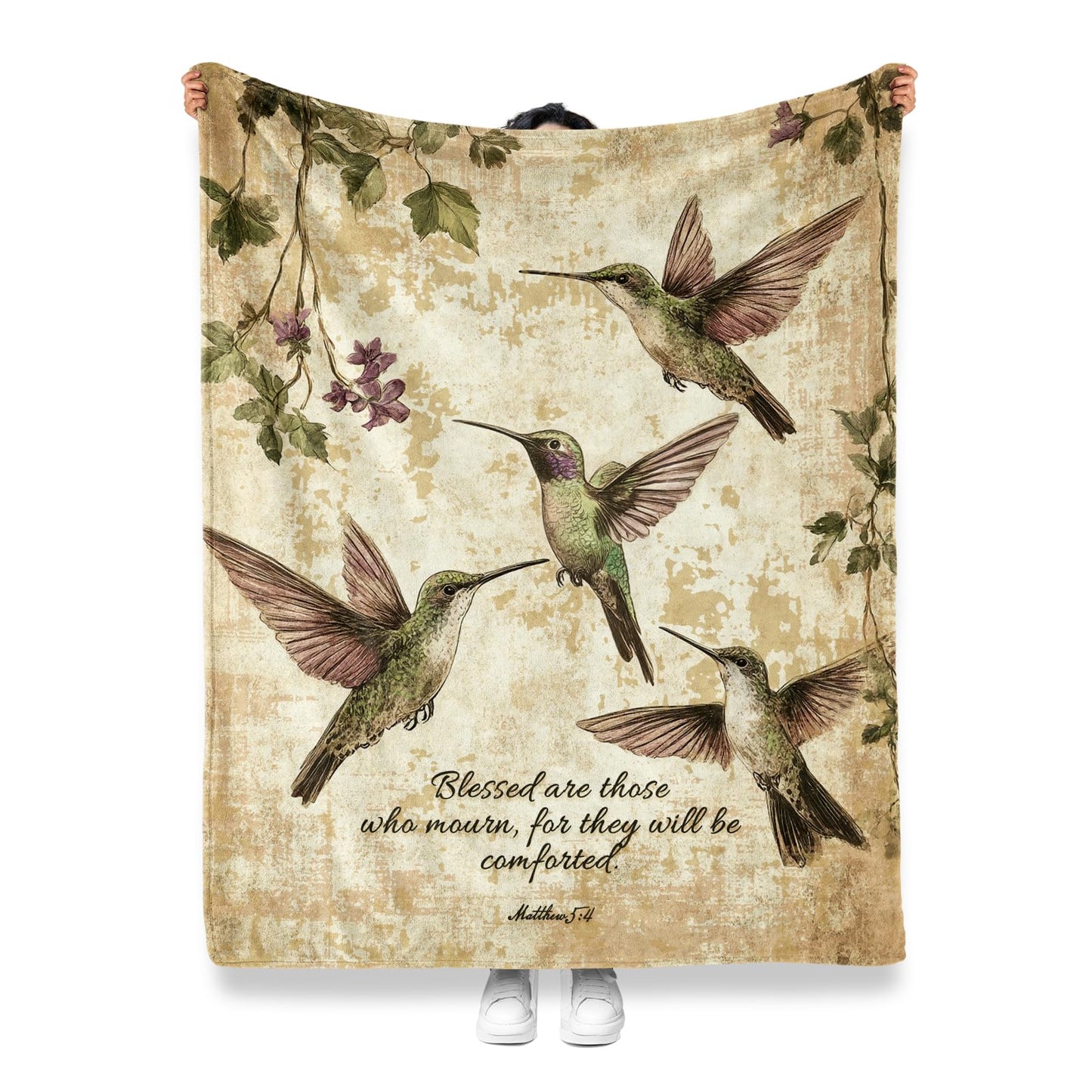 Levens Sympathy Christian Blanket 60"x50" Memorial Throw Blanket with Hummingbird Design, Inspirational Christian Gifts for Women Sympathy Gifts for Loss of Loved One Soft Healing Hummingbird Blanket
