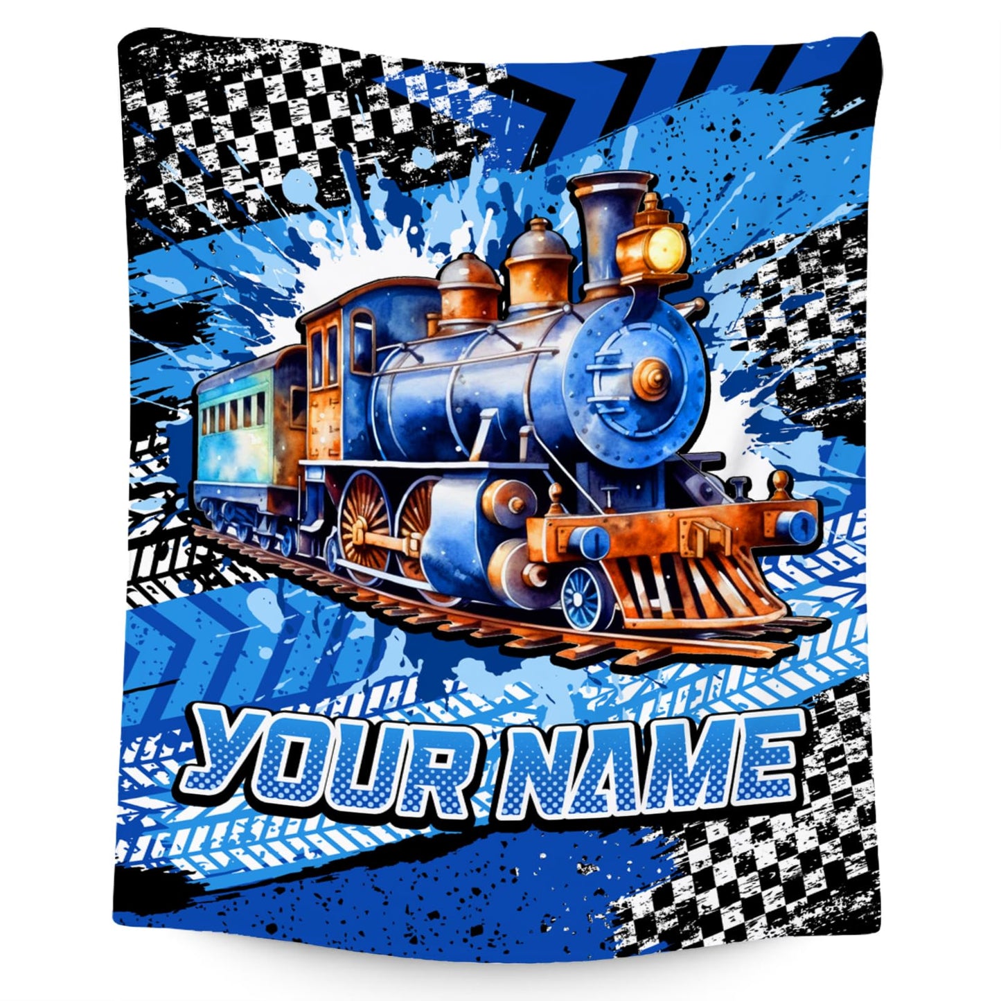 AIOMXZZ Personalized Blanket for Kids, Train Blanket for Boys Toddler, Custom Gifts for Son, Cool Fleece Throws, 4 Size