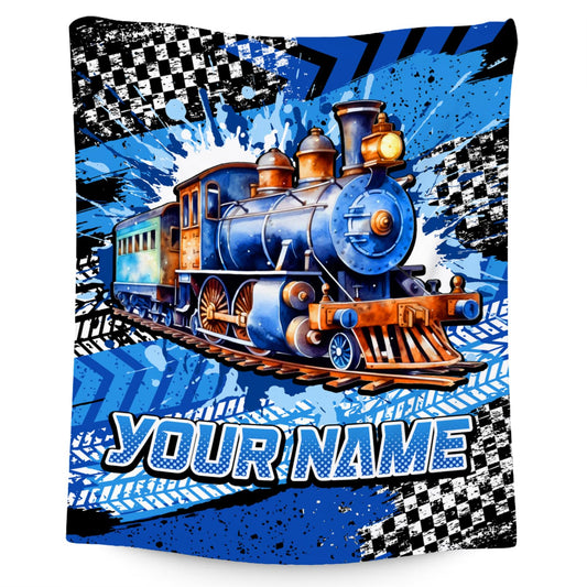 AIOMXZZ Personalized Blanket for Kids, Train Blanket for Boys Toddler, Custom Gifts for Son, Cool Fleece Throws, 4 Size