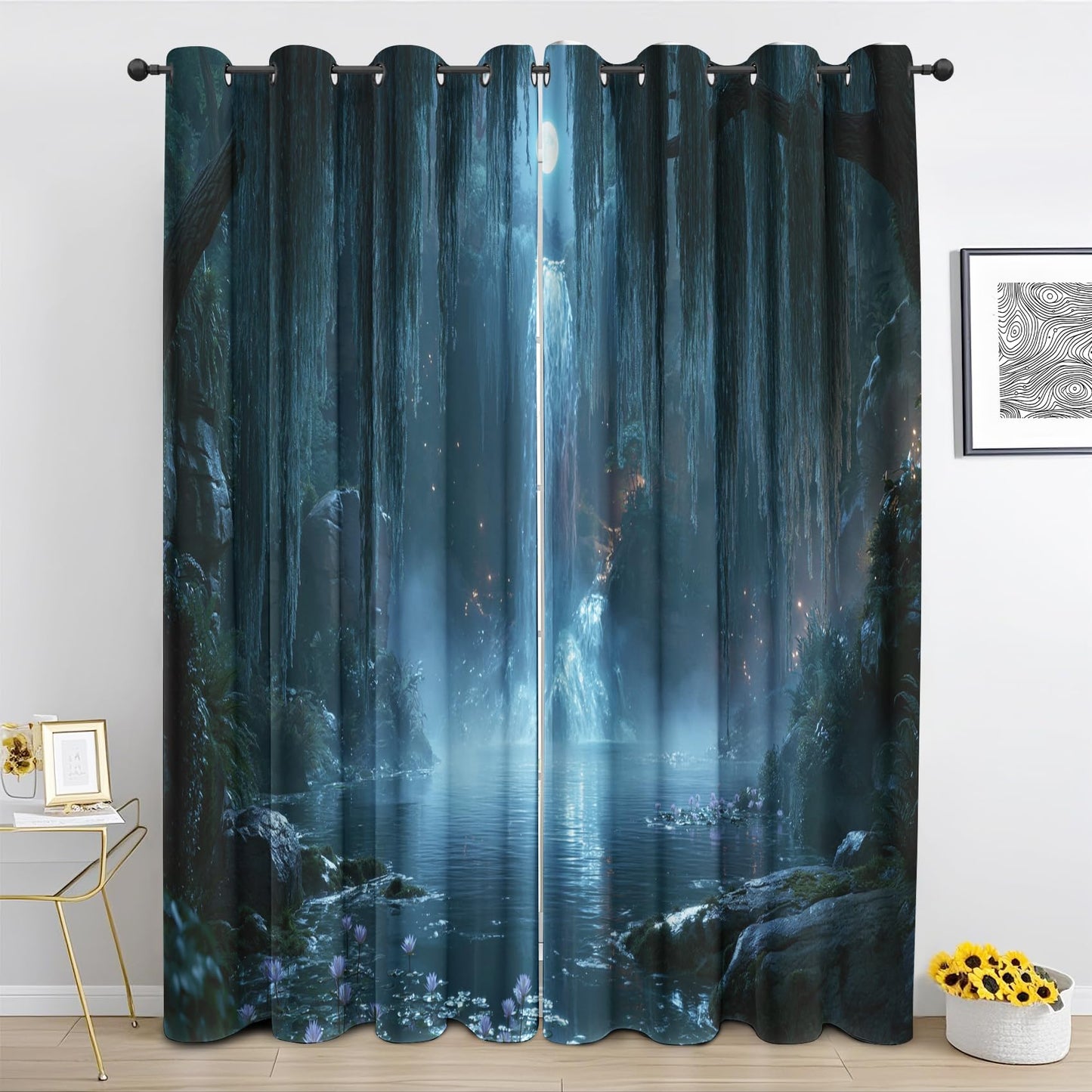 Cave Waterfall Curtains 27.5x39 Inch, 2 Panels