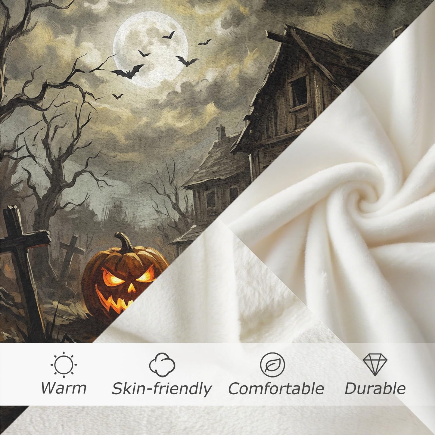 GEDAEUBA Halloween Throw Blanket Pumpkin - Spooky Fleece Blanket Full Size, Soft Cozy Blankets & Throws for Couch, Bed, and Sofa, 84x90 inches