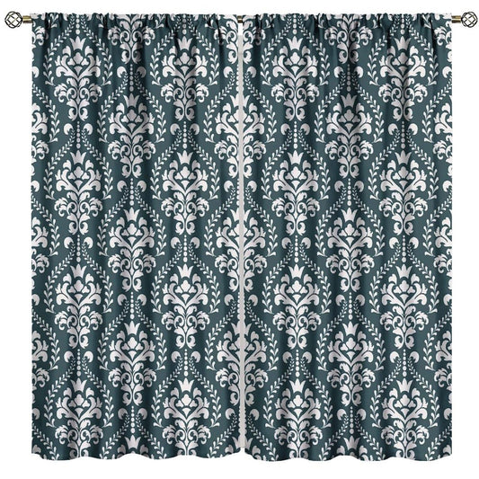 Nanacur Bohemian Abstract Damask Flower Curtains, Bohe Gothic Vintage Floral Country Farmhouse Window Drapes, for Kitchen Living Room Bedroom 42" W X 45" L (Decorative)