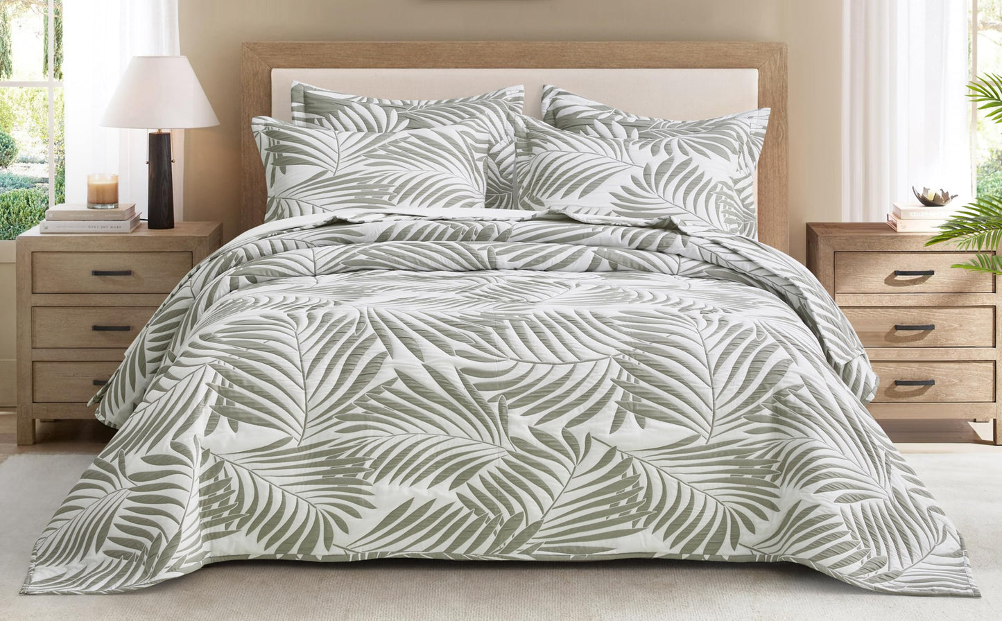 Chezmoi Collection Oversized Bedspread 100x106, Jacquard Matelasse Leaf Damask Design, 5-Piece Lightweight Reversible Microfiber Bedding Coverlet Set for All Season, Queen, Platinum Gray/White