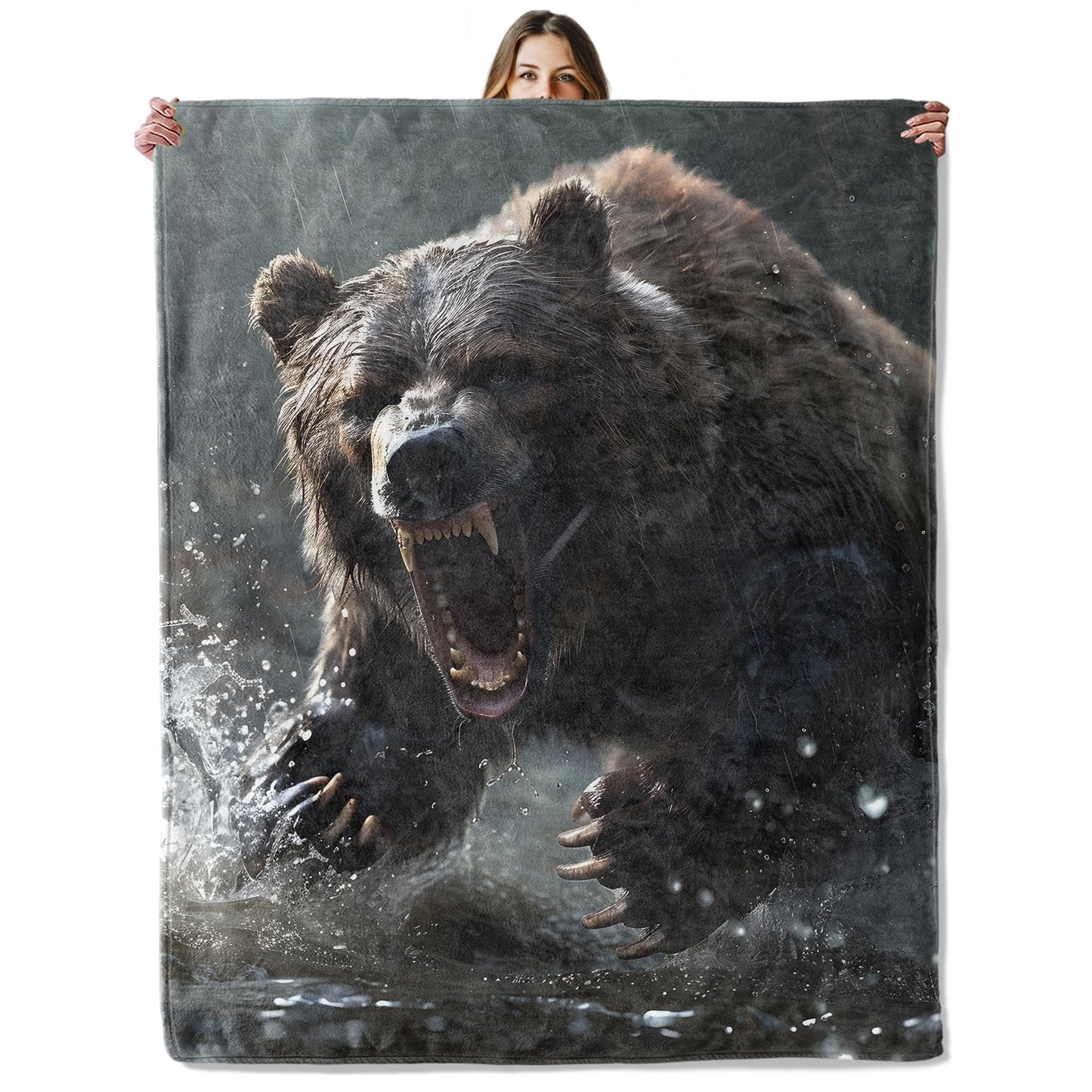 Bear Throw Blanket for Girls Boys Kids Adults, 50x60 in, Cozy Flannel Blanket for Bedroom, Camping, Couch, Room Decor, Fuzzy Warm Soft Gifts