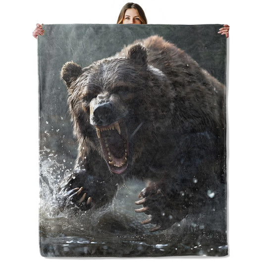 Bear Throw Blanket for Girls Boys Kids Adults, 50x60 in, Cozy Flannel Blanket for Bedroom, Camping, Couch, Room Decor, Fuzzy Warm Soft Gifts