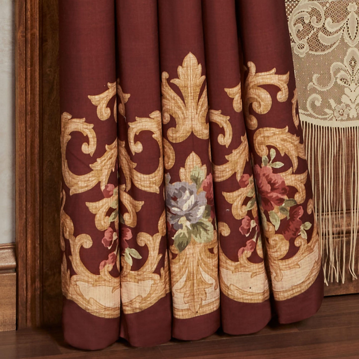 Touch of Class Savonnerie Window Swag Valance and Curtain Pair, 2 Pc Set