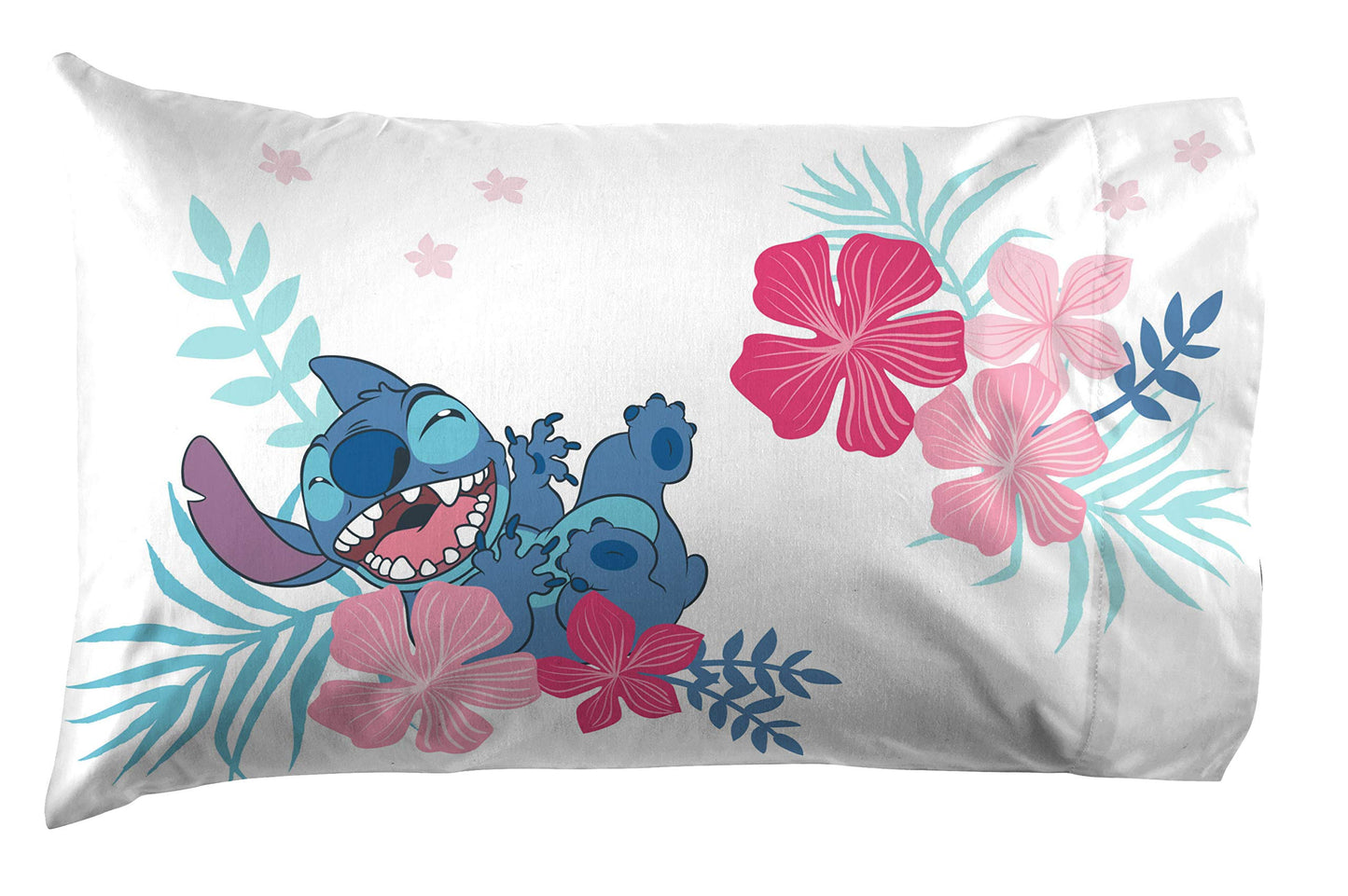 Jay Franco Kids Sheet Set with Fitted, Flat Sheets & Pillow Cover - Ultra-Soft Bedding with Pillowcase for Room Decor, Pink - Lilo & Stitch, 3 Piece Twin