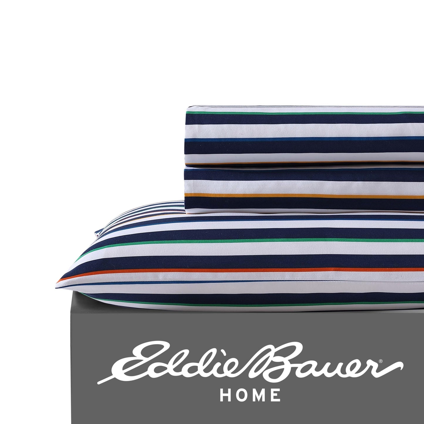 Eddie Bauer Kids - Full Sheet Set, Ultra-Soft Microfiber Bedding with Fully Elastic Fitted Sheet, Kids Bed Set with Pillowcases, Easy Care Bedding (Stripes Game)