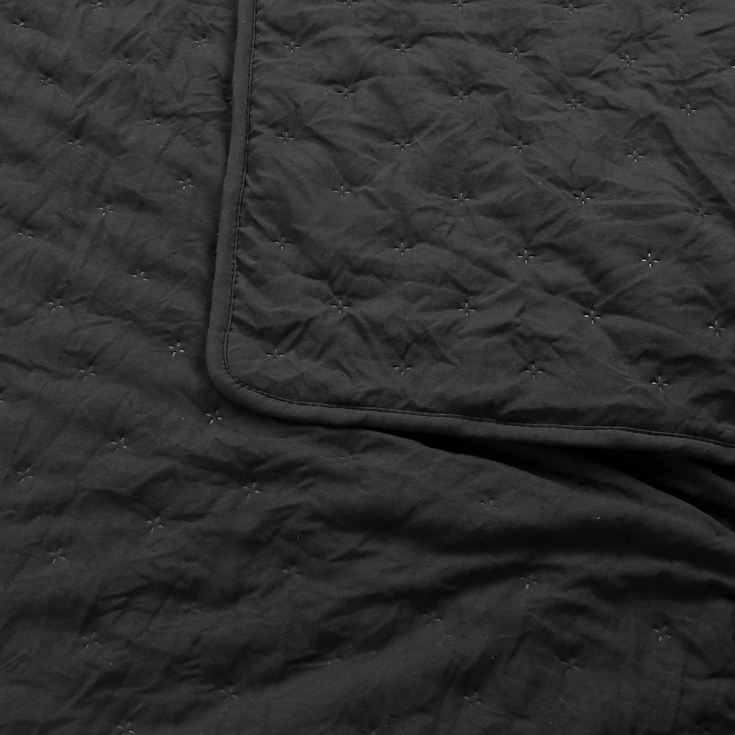ROARINGWILD Black Twin Size Quilt Bedding Sets with Pillow Sham, Lightweight Soft Bedspread Coverlet, Quilted Blanket Thin Comforter Bed Cover, All Season, 2 Pieces, 68x90 inches