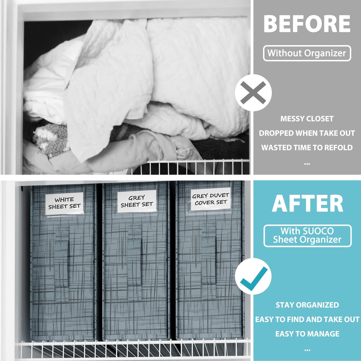Vacuum Storage Bags and Bed Sheet Organizer