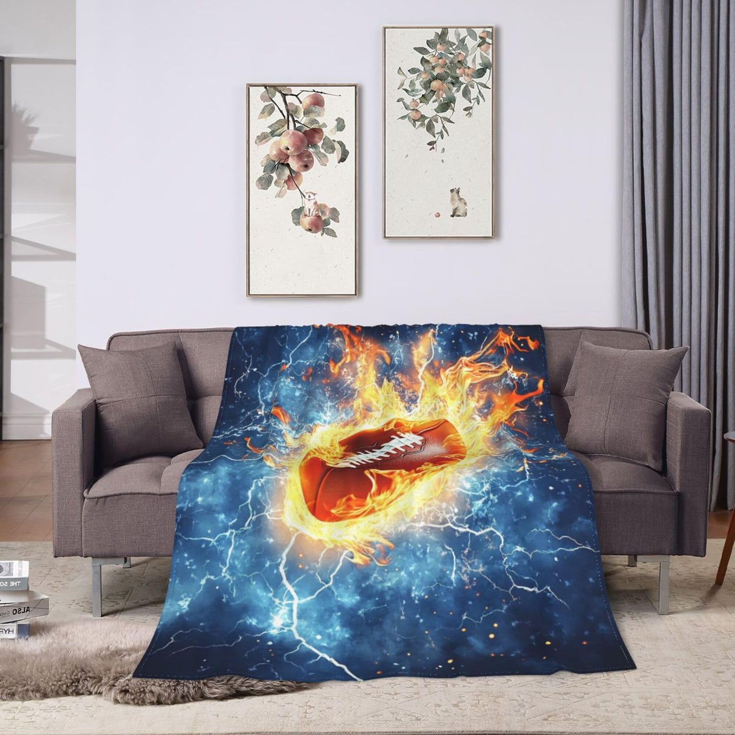 Football Blanket Football Fleece Throw Blanket Super Soft Fuzzy Plush Cozy Warm Footballs Decor Stuffed Bedding Blankets Gift for Boys, Girls Men Women Kids & Adult 50"x40"