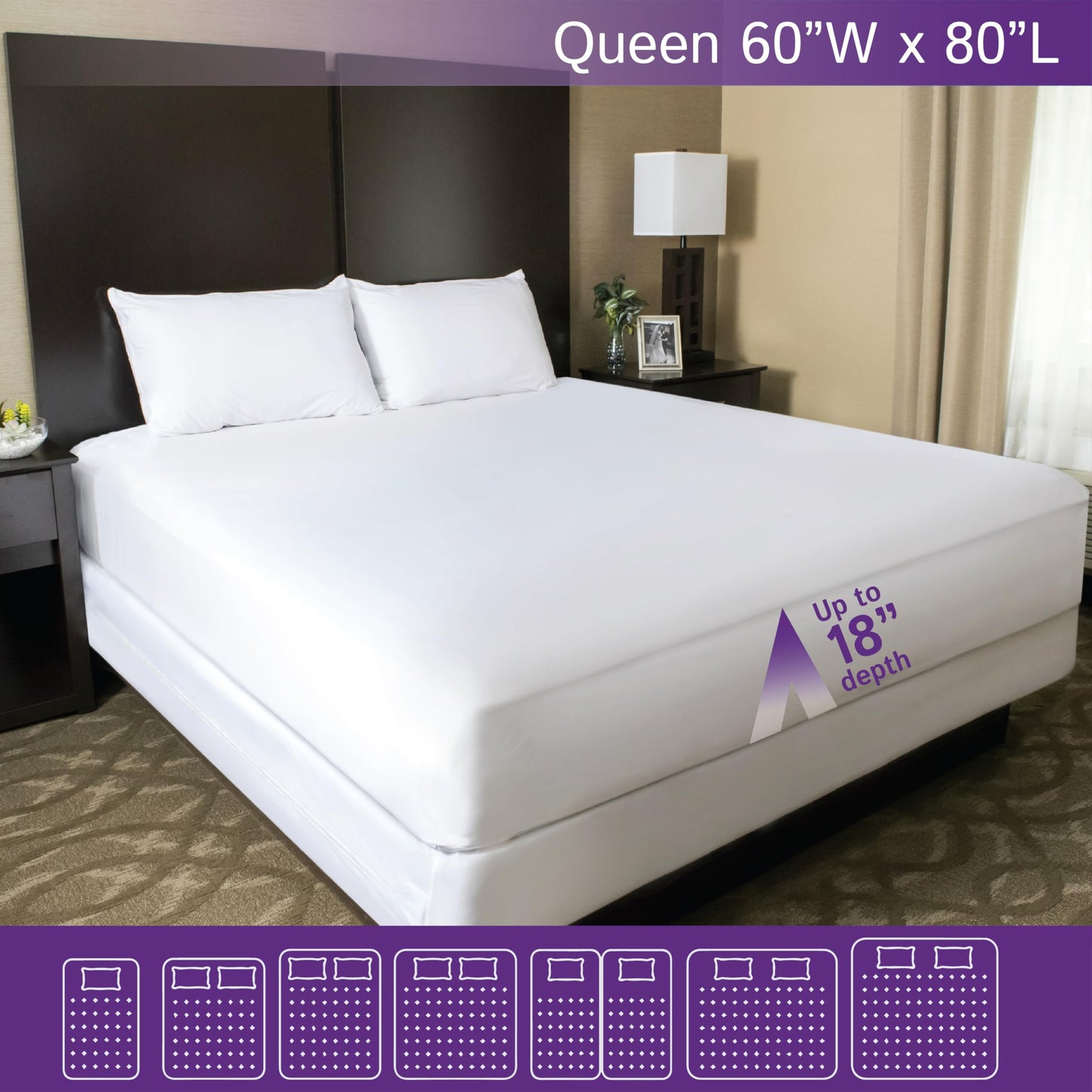 Queen Size Waterproof Mattress Protector - Fitted Sheet Mattress Cover with Deep Pockets - Hypoallergenic, Breathable, Water Proof, Noiseless, Vinyl Free