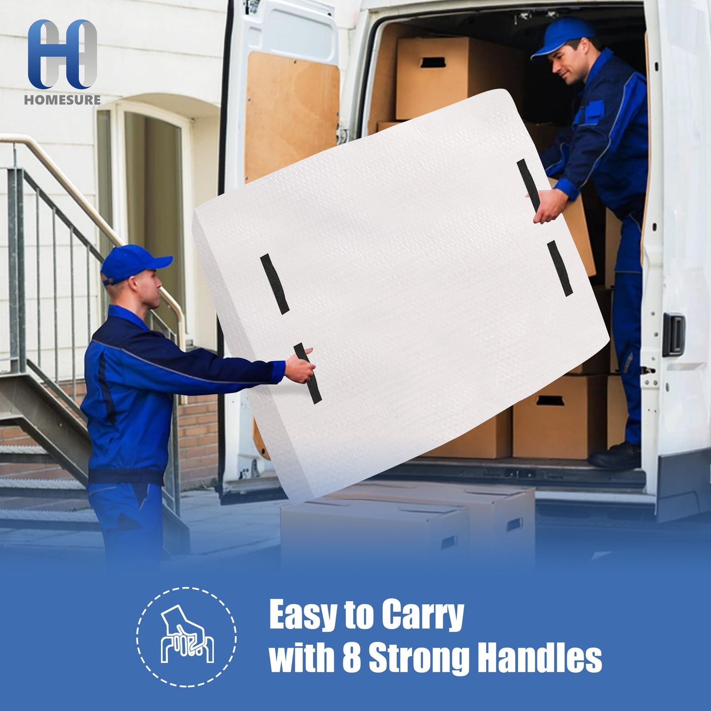 HOMESURE Mattress Bags for Moving and Storage with 8 Handles - Mattress Cover for Moving - Heavy Duty, Strong Zipper Closure, Moving Supplies & Moving Bag - Semi-Transparent, Queen