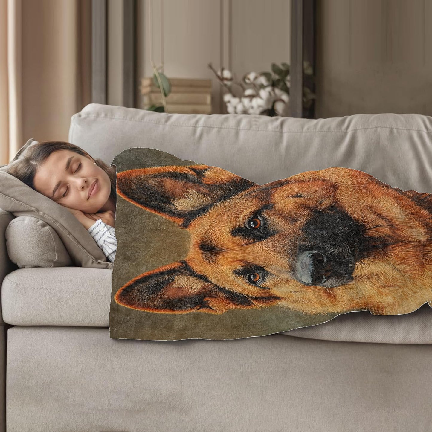 Plistiz German Shepherd Throw Blanket 50x60, Soft Flannel Dog Theme Blankets for Living Room Decor, Women's Gifts