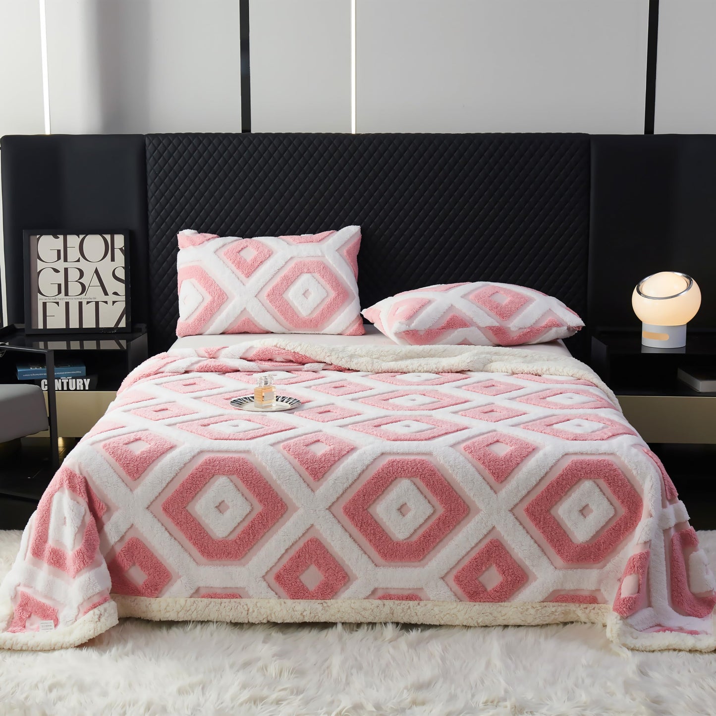 LEVINIS Large Bohemian Bed Blankets 80'' × 90'', Ultra Soft Aztec Blankets for All Season, Cozy, Plush, Bohemian Throw Blanket for Bed/Couch/Sofa/Office/Camping, Pink