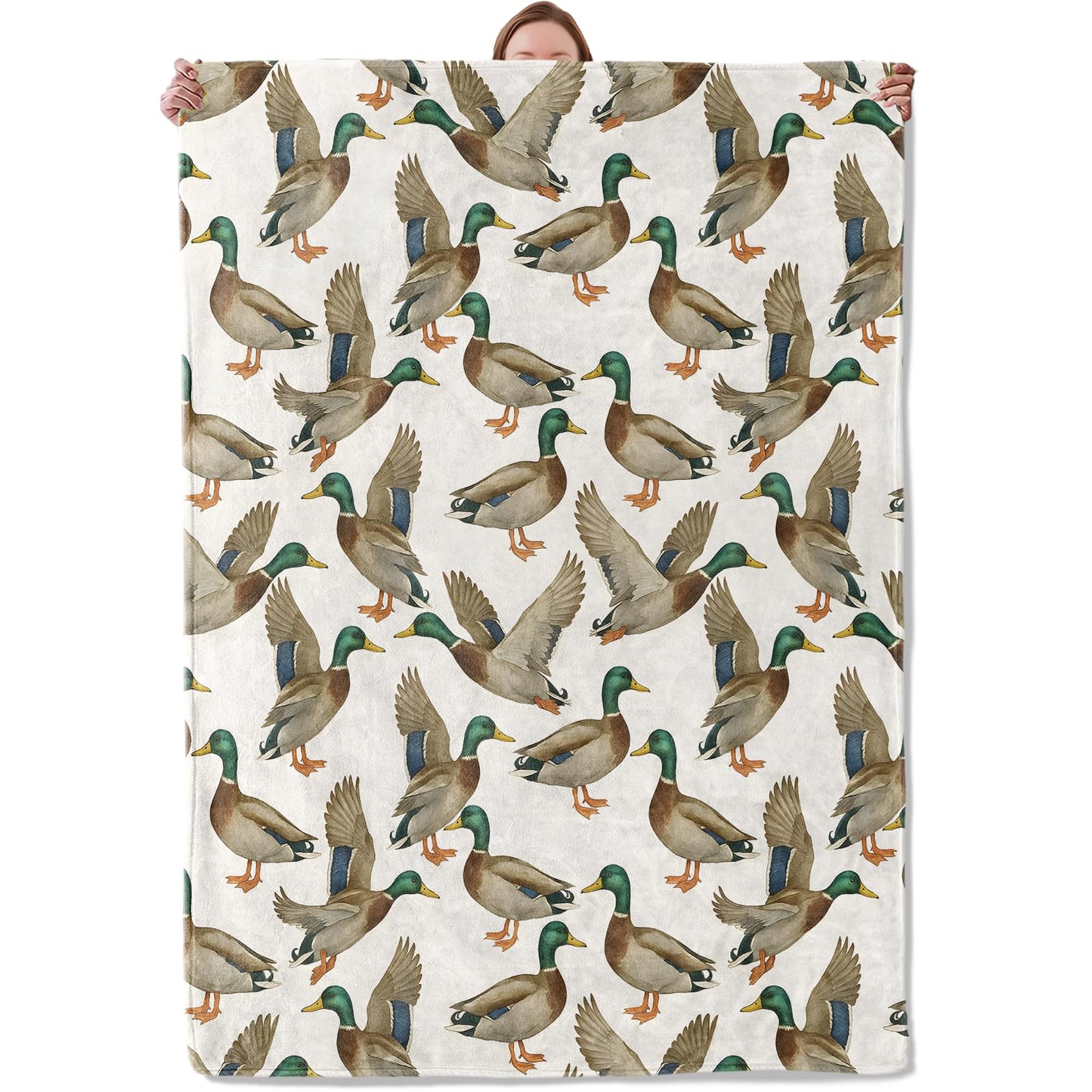 Mallard Duck Blanket Gifts for Women Girls Kids, Soft Warm Lightweight Flannel Waterfowl Throw Blankets for Bedroom Living Room Home Sofa Home Decor 50" x 60"