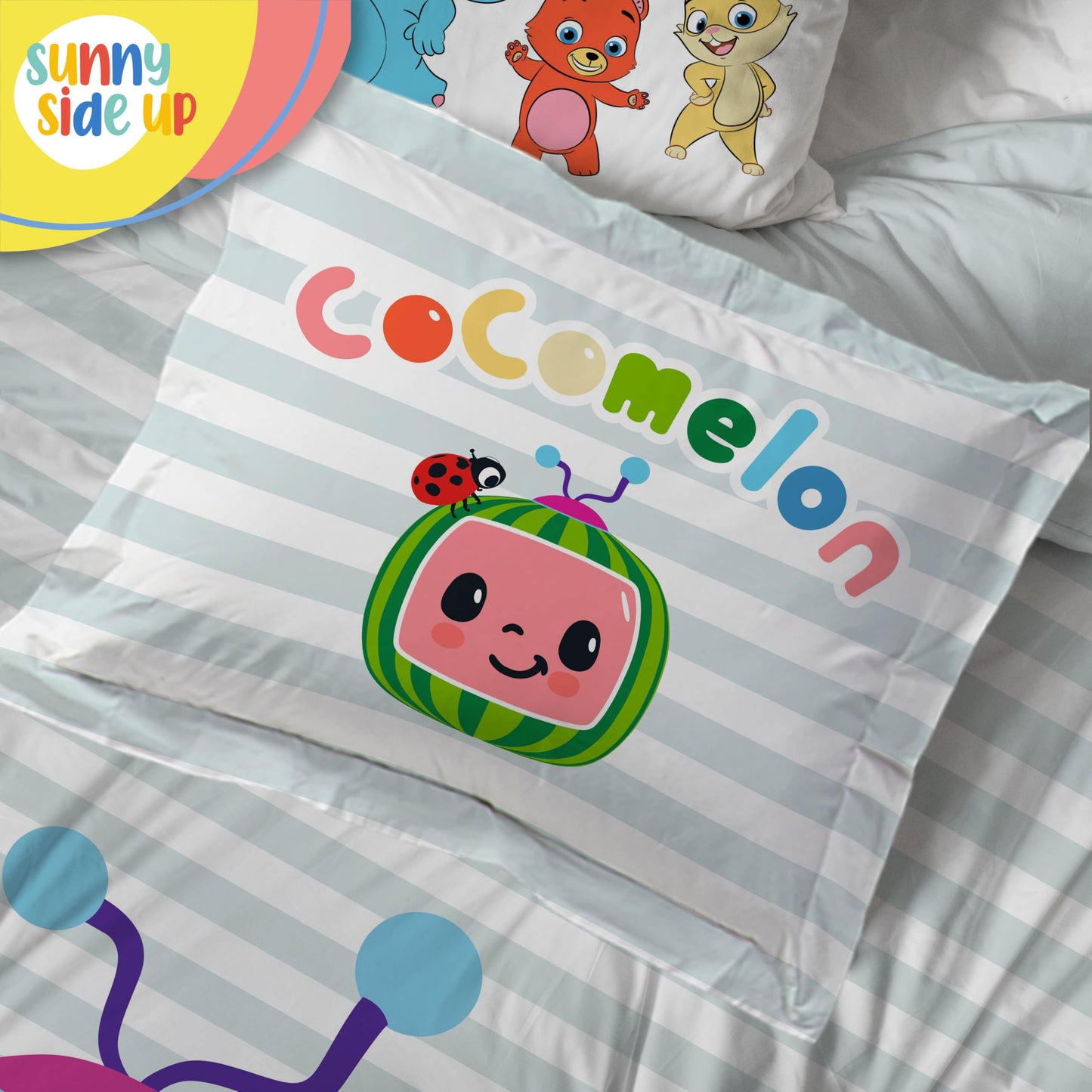CoComelon Full Size Comforter Set - 7 Piece Kids Bedding Includes Comforter, Sheets & Pillow Cover - Super Soft Microfiber Animal Bed Set