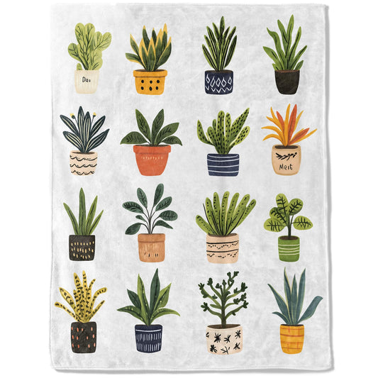 ainori Potted Plant Branches Flannel Blanket - Lightweight Soft Cozy Unique Gifts Blankets for Botanical Lovers,Kids,Adult,Women,Modern Minimalist Throw,Home Room Modern Decor 50x60in