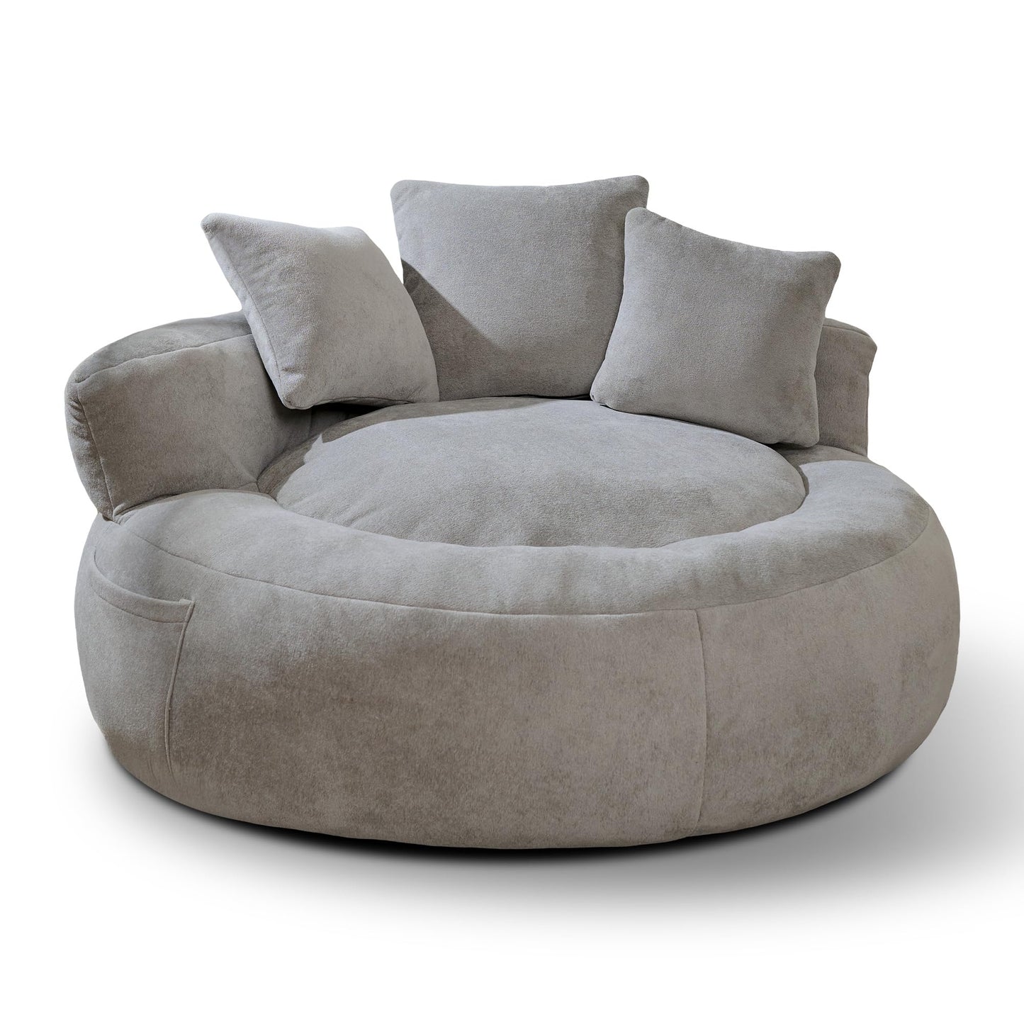 Lyon Sence Bean Bag Chair, Big Beanbag Chairs with 3 Pillows, Oversized Bean Bag Chair for Living Room, Large Beanbag Chairs for Teens Adults (Faux Fur in Light Gray, 52" D×52" W×21.2" H)