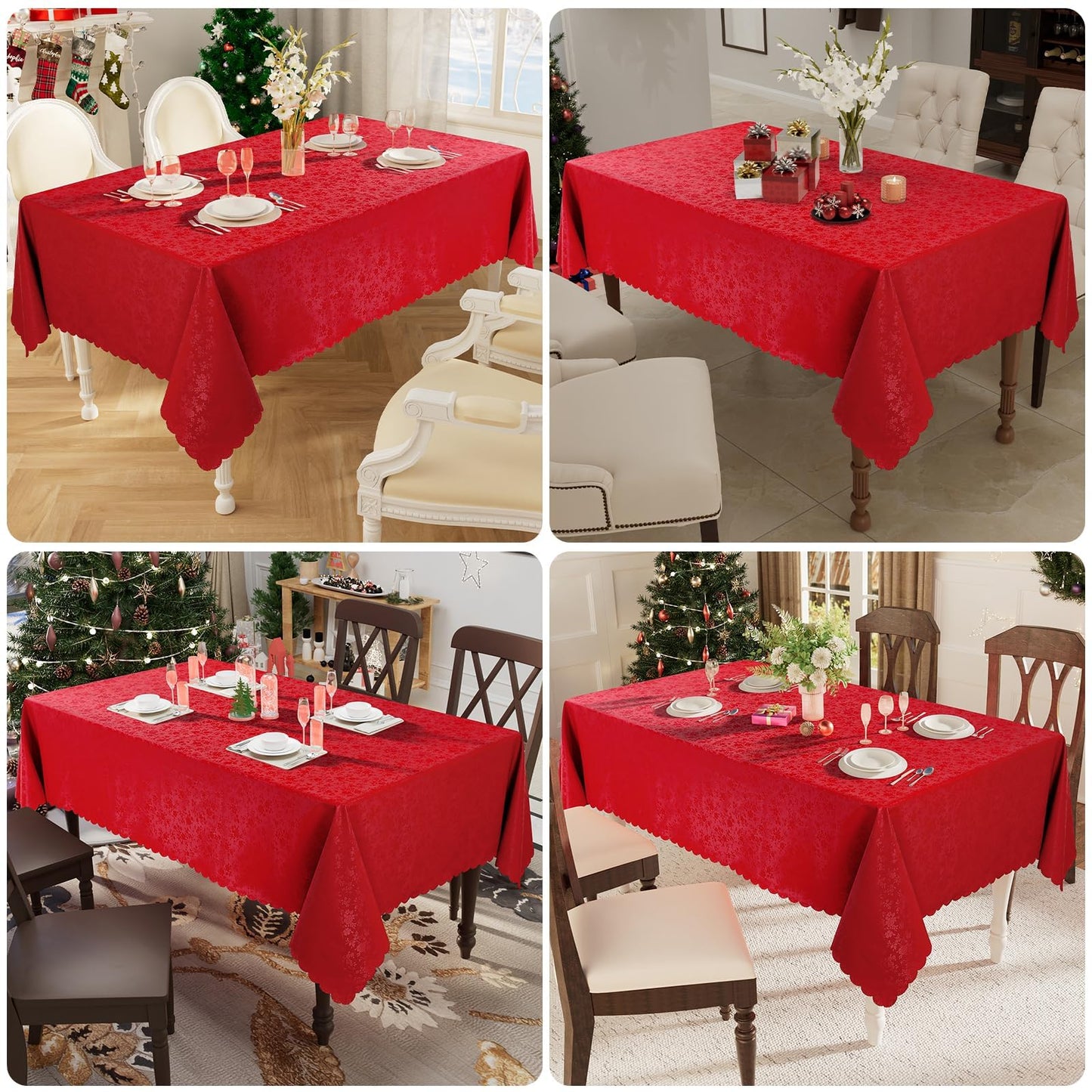 Smiry Rectangle Table Cloth, Waterproof Heavy Duty Vinyl Tablecloths, Wipeable Washable Table Cover for Kitchen and Dining Room (Red, 70" X 90")