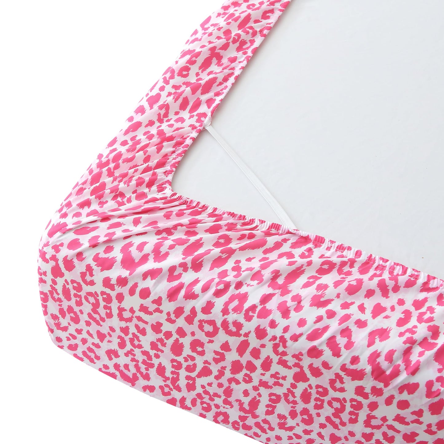 Mooreeke Leopard Cheetah Printed Twin Bed Sheets, Soft Microfiber Bedding Sheets & Pillowcases, Deep Pocket Non-Slip Fitted Twin Sheet, Pink Animal Pattern Bedsheets