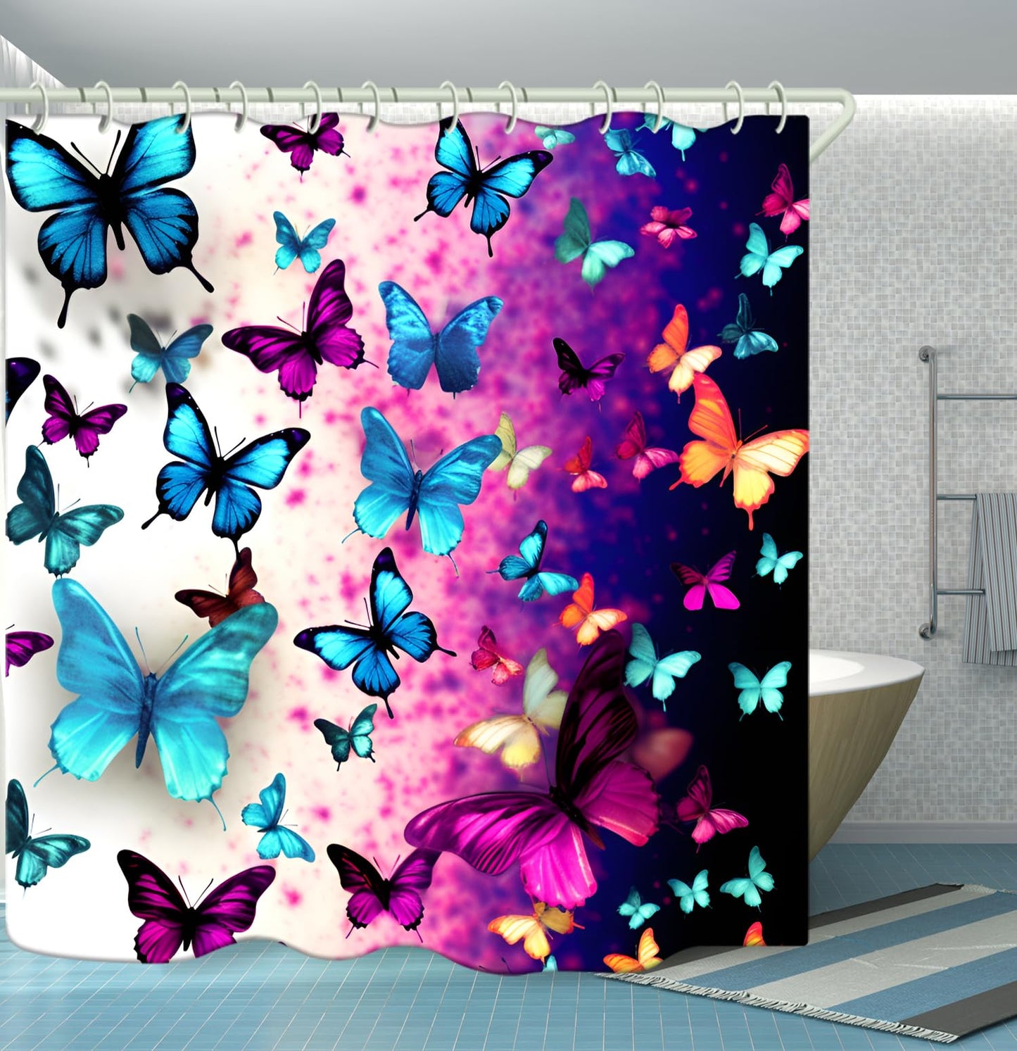 WODEJIAFANG Polyester Bath Blind Set Hooks & Liners in Bath Room Shower Curtains Sets for Bathroom Accessories,African Girls 3D Printed Beautiful Wide Fabric Toilet Curtain for Bathtub 72X72 inches