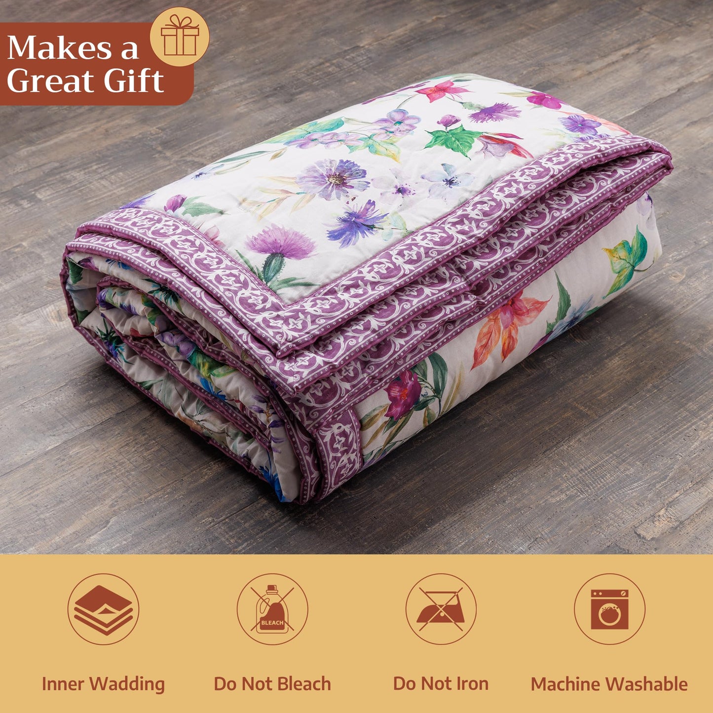 Maison d' Hermine Throw Blanket for Couch Lightweight Soft Warm Breathable Cotton Throw Blankets for Bed Girls Boys Women Men Gifts Sofa Travel Living Room Spring Summer (Chardon, 60" X 80")
