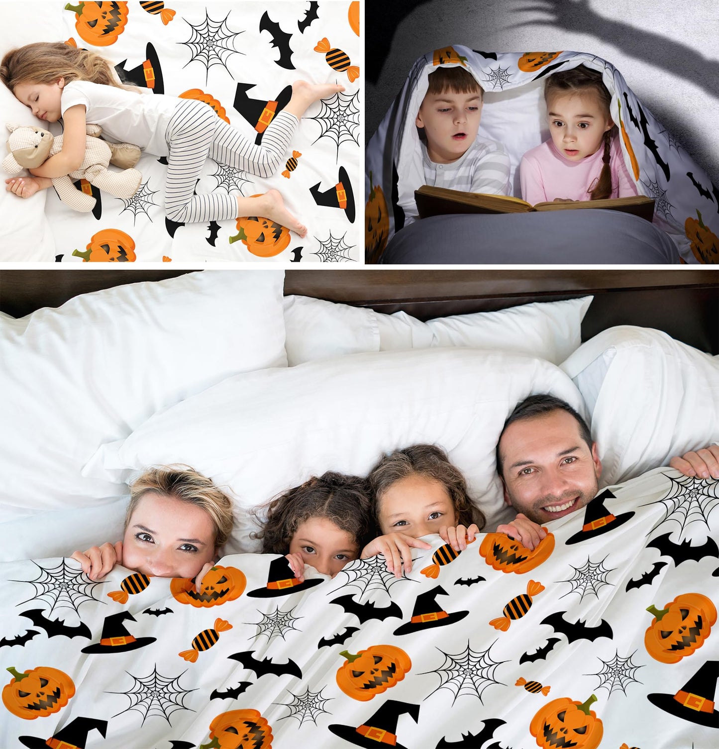 ARESD Halloween Blanket Throw Pumpkin Spider Webs Candy and Black Cats Print on Fleece Flannel Blanket for Sofa Bed Couch Chair Halloween Decorations 50X60 Inches