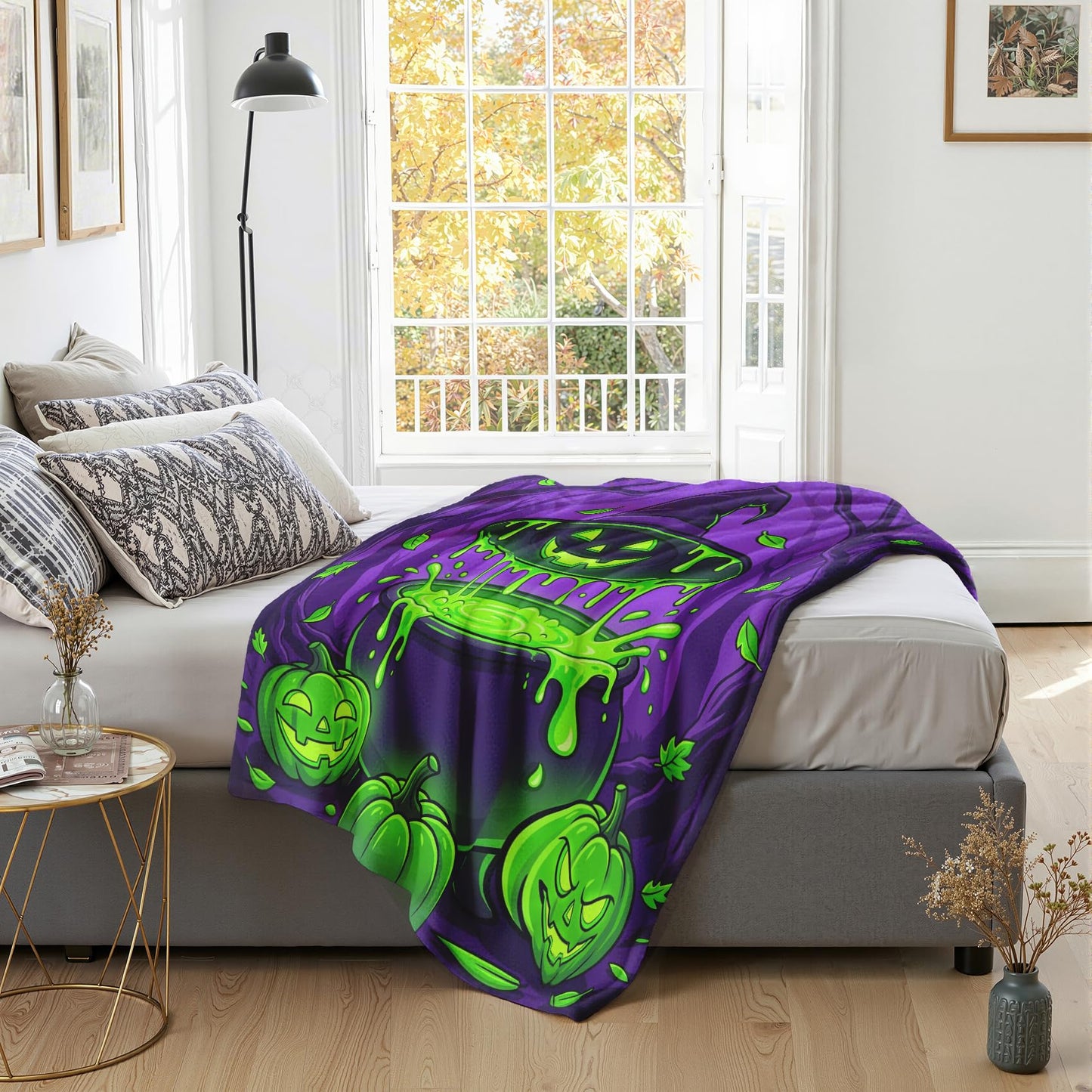 GEDAEUBA Pumpkin Blanket Halloween - Spooky Witchy Jack O Lantern Fleece Blanket Throw, Soft Cozy Blankets & Throws for Couch, Bed, and Sofa, 50x60 inches