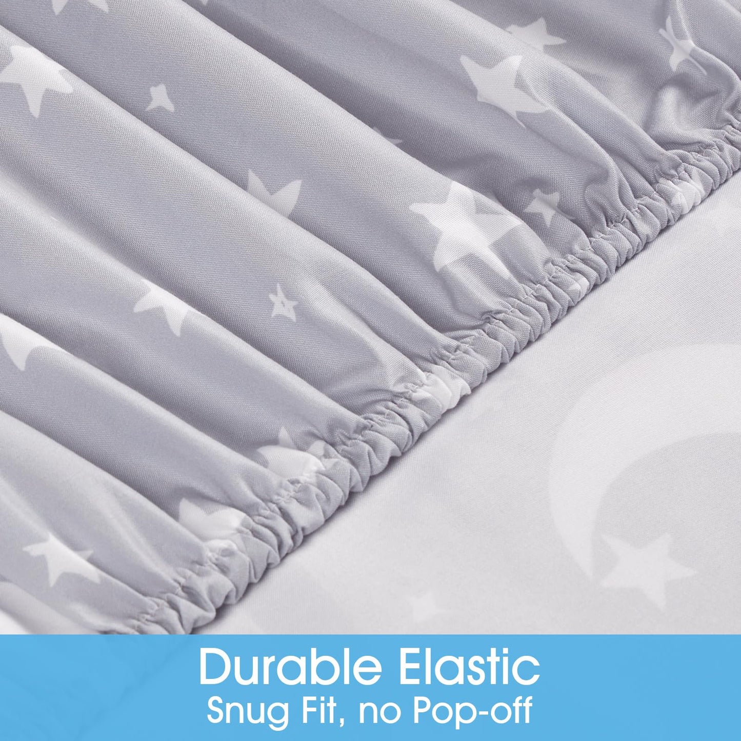 BYSURE Twin Sheets Set Kids(Moon&Stars, Light Grey), 3 Pieces Easy Fit Deep Pocket Sheets Set, Breathable Wrinkle-Free Microfiber Bedding for Children